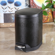 Black Crocodilian Leather Slow Down Close Foot Pedal Dustbin (S-8LH)